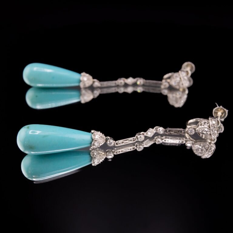 Turquoise Diamond Edwardian Earrings