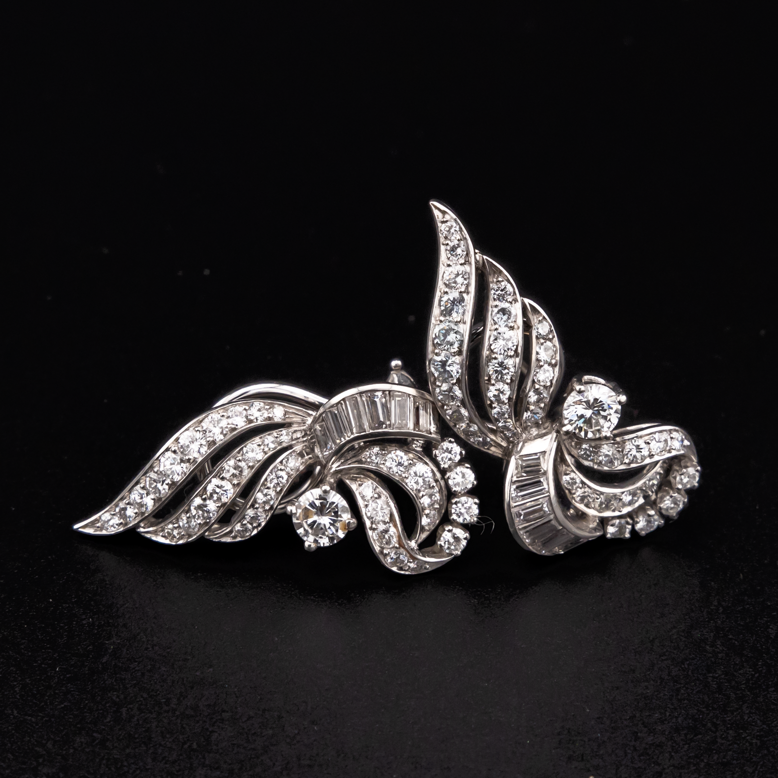 Platinum Diamond 1950s Earrings