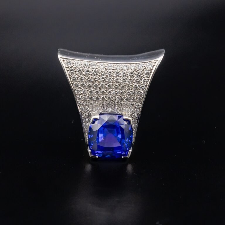 Tanzanite Diamond Pendant – 16 Carat Gem in Platinum with 5 Carats of Diamonds