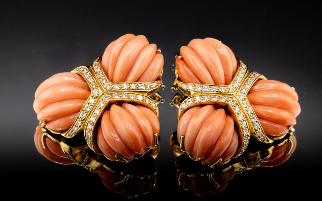 18K Gold Coral Diamond Earrings – Valentin Magro Designer Ear Clips
