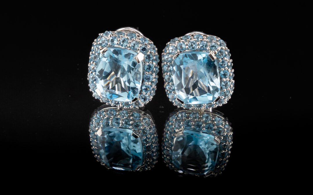 Blue Topaz Diamond Earrings