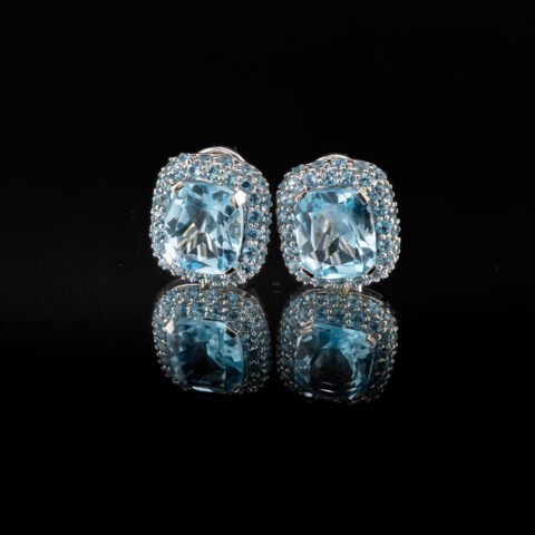 Blue Topaz Diamond Earrings