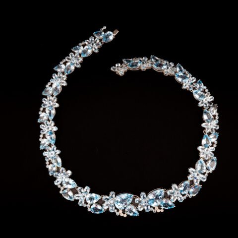 Blue Topaz Diamond Necklace