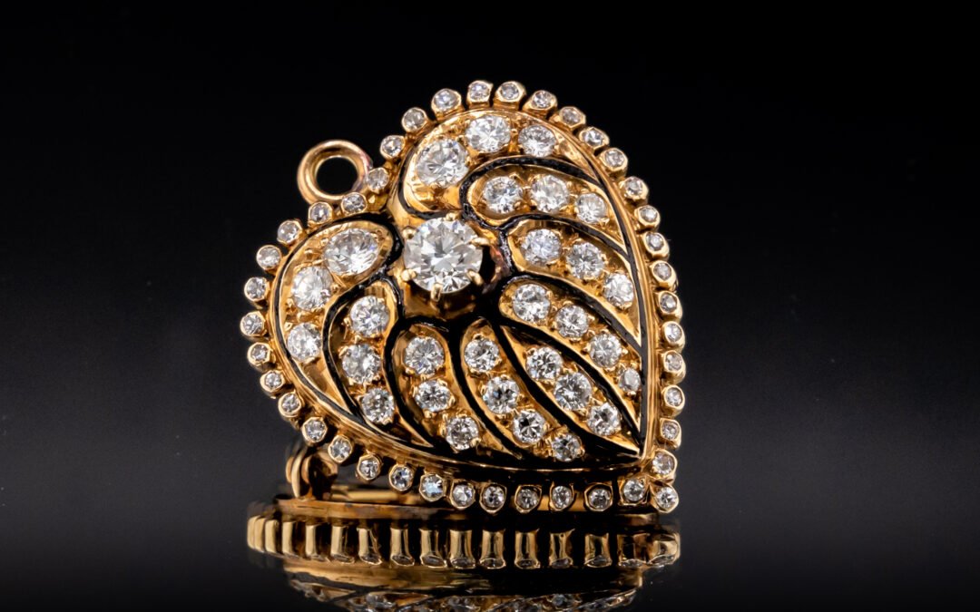 Victorian Diamond Heart Brooch