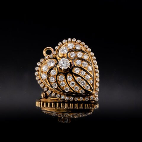 Victorian Diamond Heart Brooch