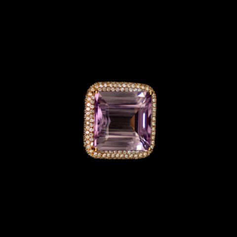 Pink Kunzite Diamond Ring